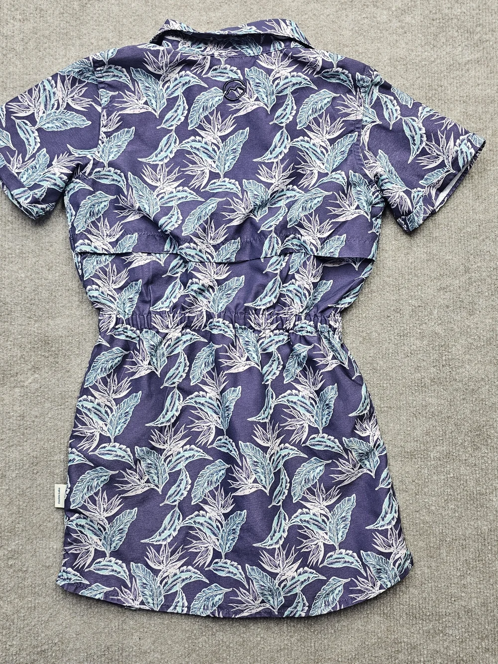 Magellan Outdoors Girls Size 5 Fishing Dress Purple Tropical Print UPF Vented